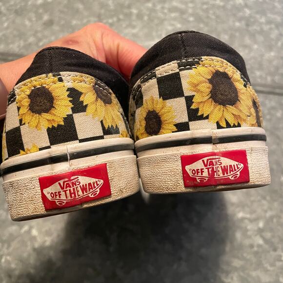 Vans Asher Sunflower Checkered Slip On Shoes Womens 8 Canvas Sneakers Indie - Picture 6 of 12